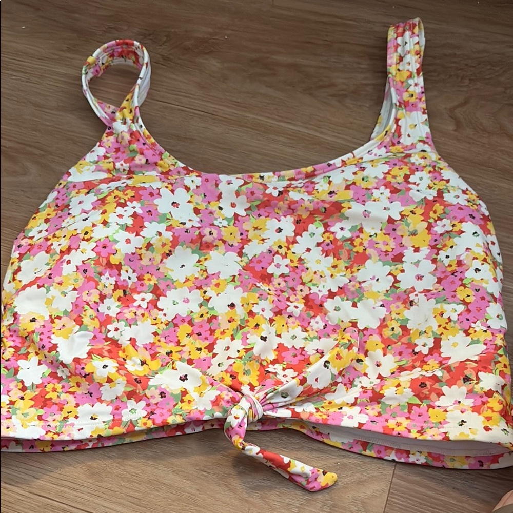 Floral Bikini Top with Tie Front